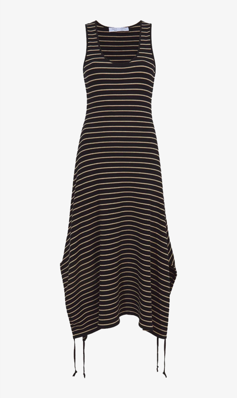 Proenza Schouler White Label | Stripe Rib Sleeveless Dress - Black/Mushroom
